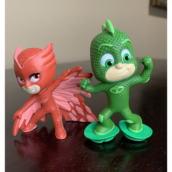 Lot of 2 PJ Masks PVC Owelette Figure Action Pose & Gekko - Picture 2 of 5
